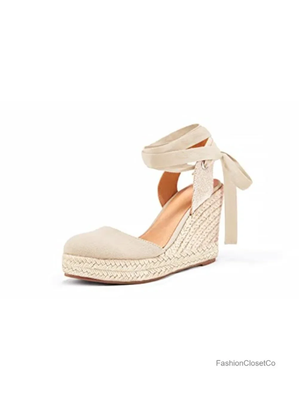 Women's Espadrille Wedge Sandals Closed Toe Lace Up Ankle Strap Platform